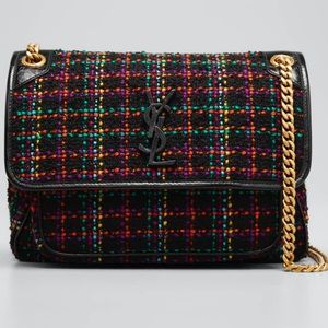 SAINT LAURENT Niki Medium Tweed Shoulder Bag